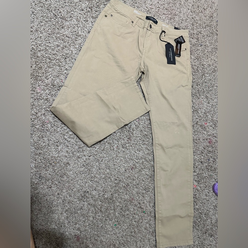 Liverpool Los Angeles Men's Kingston Modern Straight Colored Denim, khaki